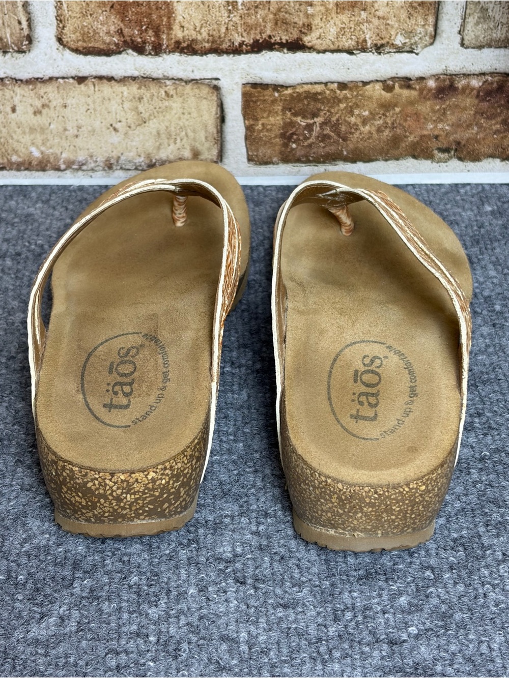 Taos Footwear Link Leather Thong Sandals Suede Insole Comfy | Size 7-7.5 - Picture 6 of 8